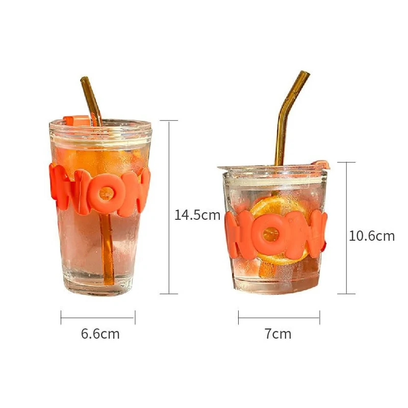 350/450ml Portable Juice Cup Stainless Steel Thermal Glasses Reusable Glass With Lid and Straw Kawaii Cups Cute Mug Drinkware