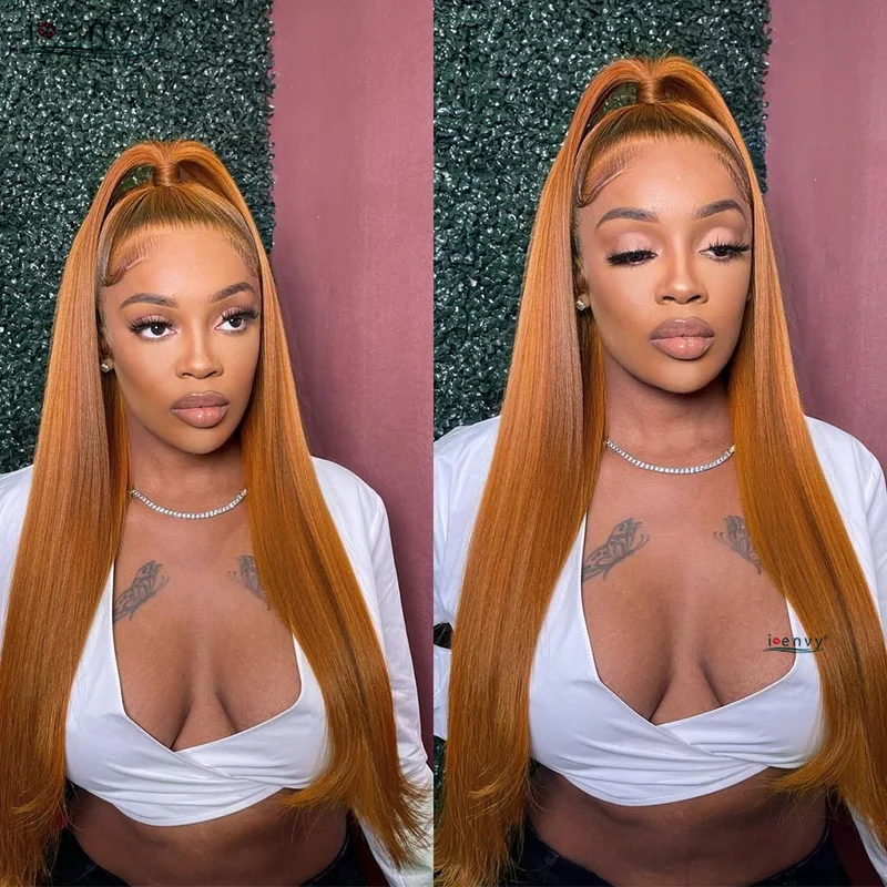 Ginger Blonde Lace Front Wigs Pre Plucked 13X4 Hd Lace Frontal Human Hair Wigs Colored Orange Brown Straight Lace Front Wigs Red