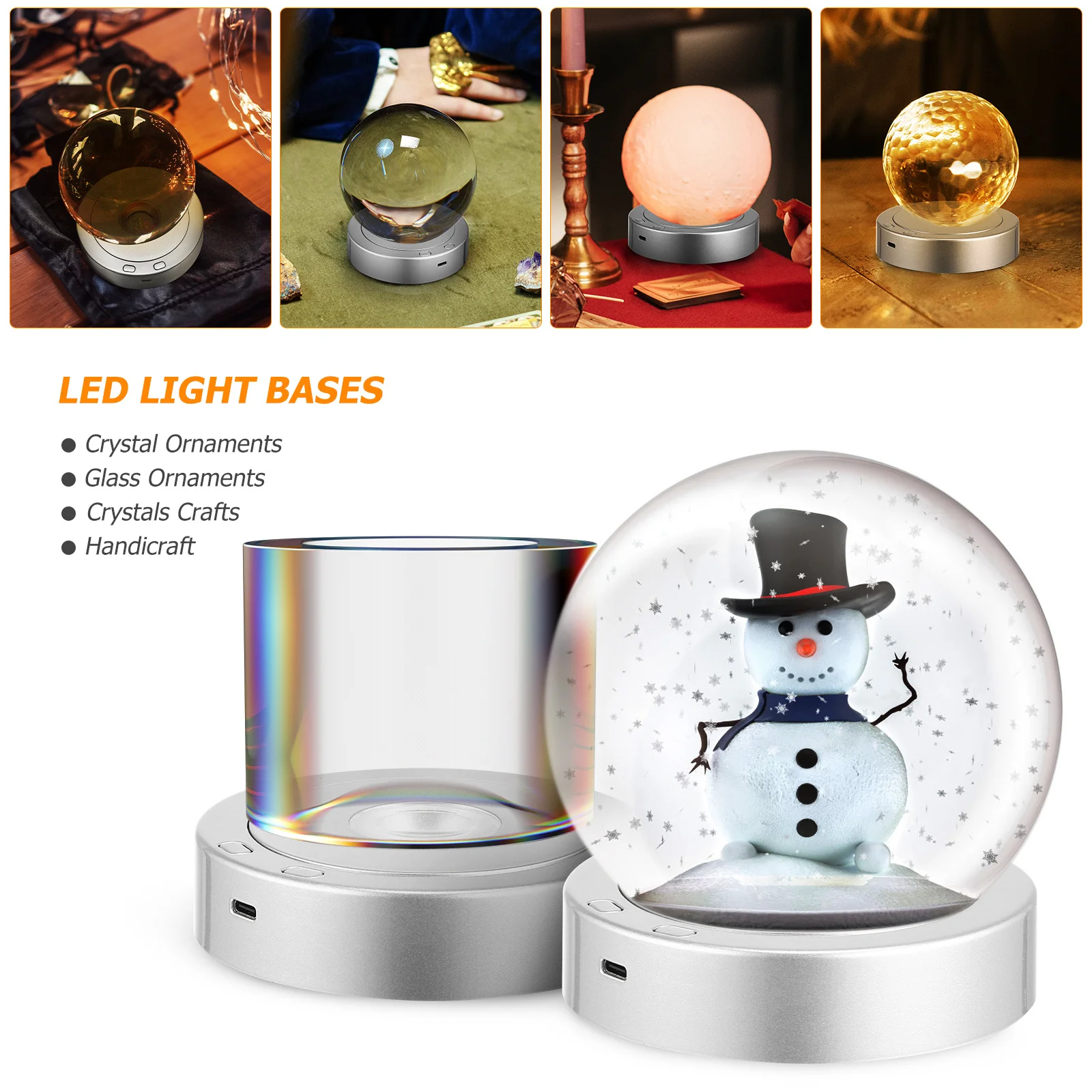 

2Pcs Rotatable LED Light Bases Multi-Mode Color Lighting Display Stands for Crystal Ball Glass Art LED Light Base