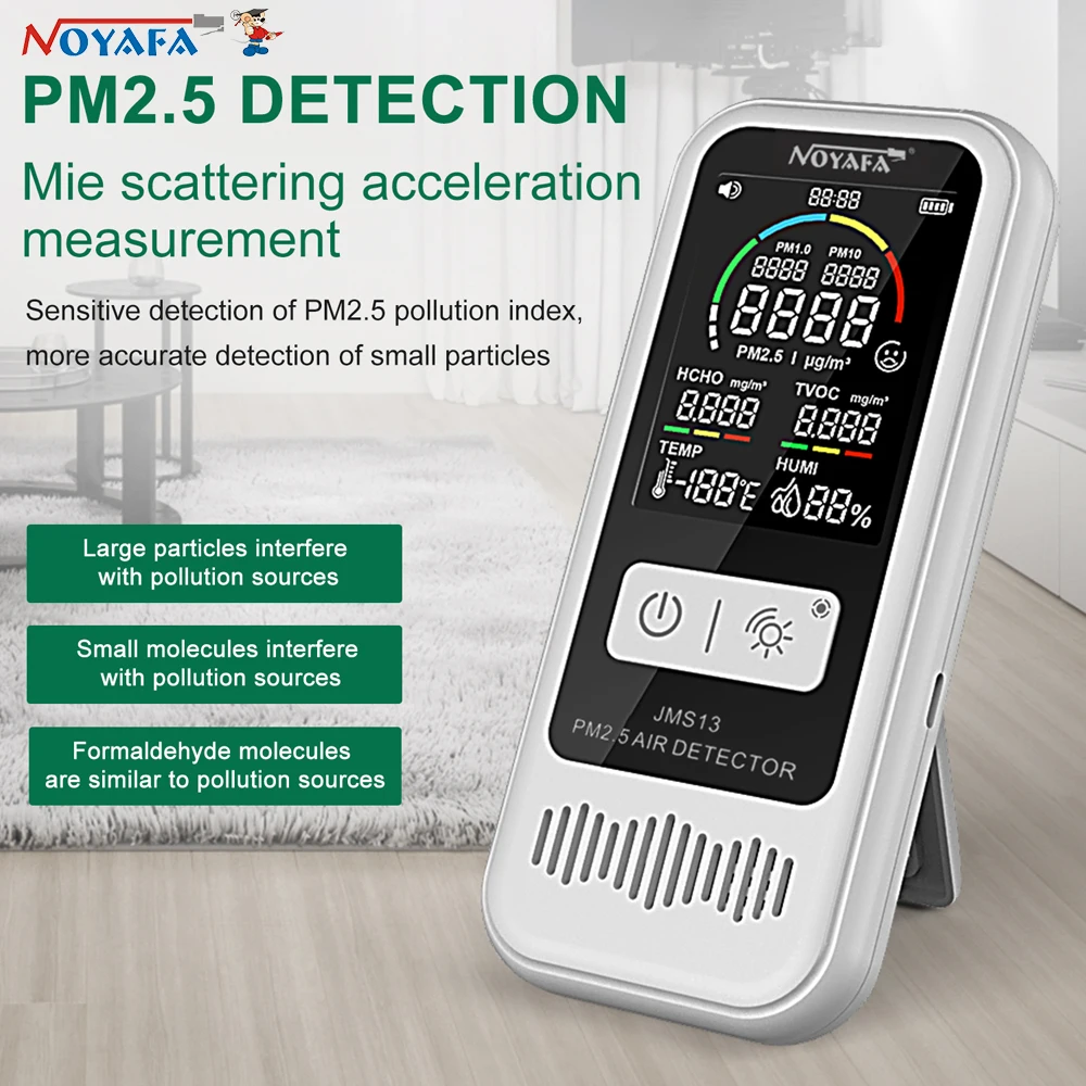 NOYAFA JMS13 Air Quality Monitor PM2.5 HCHO TVOC Humidity Meter Gas Detector LCD Display Temperature Tester Smart Home