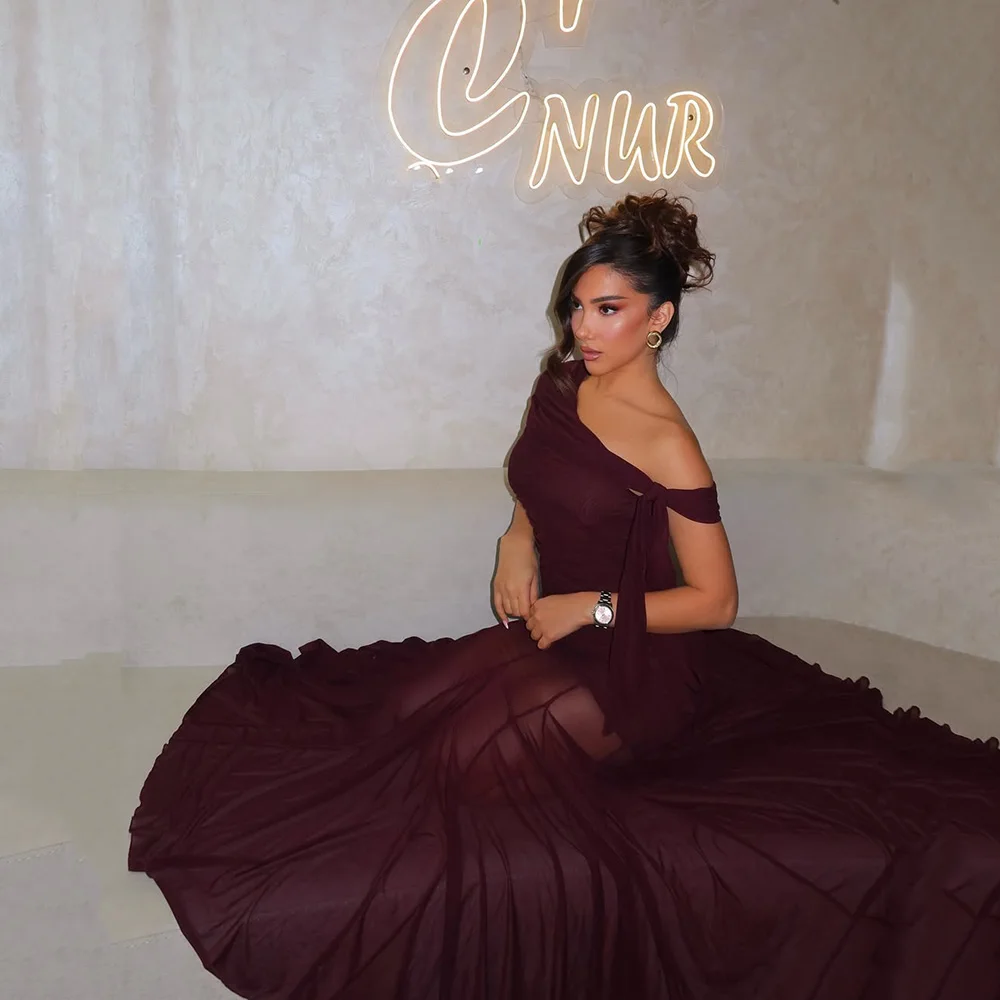 

Verngo бордовое шифоновое вечернее платье на одно плечо трапециевидное платье для торжественных случаев женские плиссированные платья для выпускного вечера на заказ