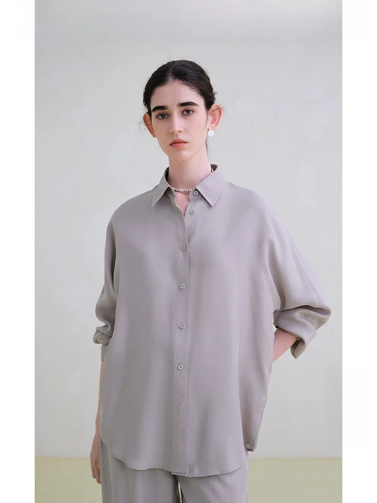 

Lp Travel Original Copper Ammonia Silk irt Women's Loose Versatile Casual Sle Long Sve Breathable Comfortable Top