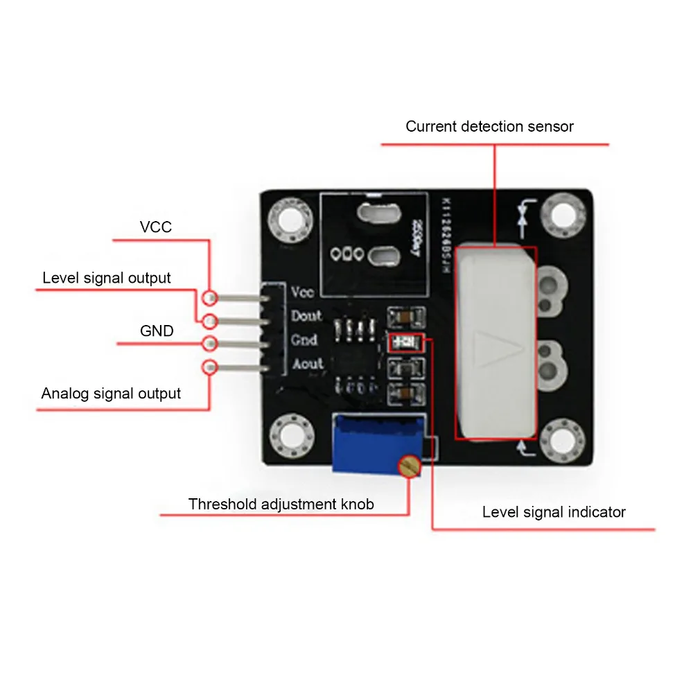 WCS1700 70A Current Detection Sensor Module DC 5V Adjustable Hall Current Sensor Short Circuit Overcurrent Protection
