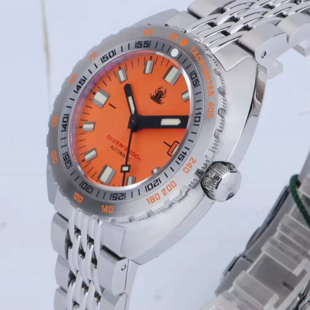 Tactical Frog Sub 300T Orange Dial Automatic Dive Watch Sapphire Rotating Bezel NH35 Mechanical Movement Men's Wristwatch Lume