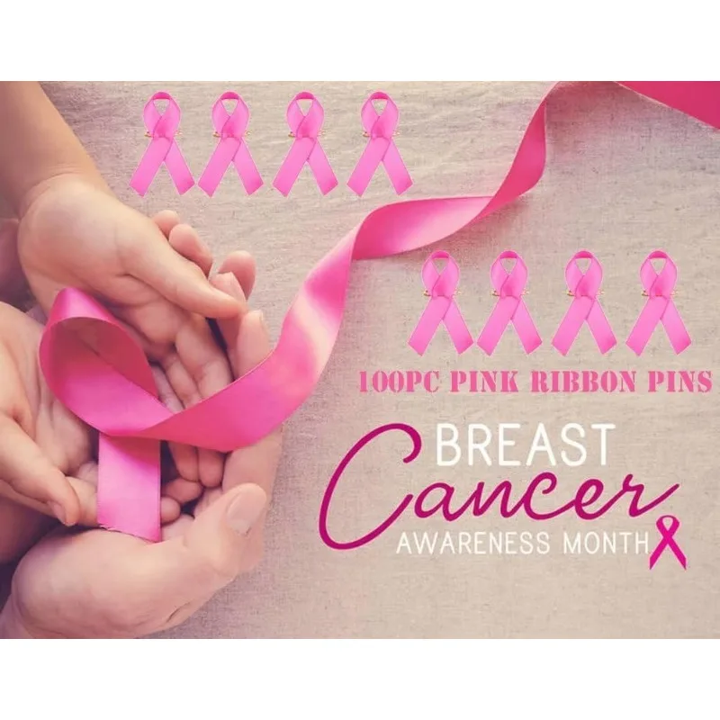 Épingles à ruban pour la sensibilisation au Cancer du sein, 100 pièces, épingles à revers, boutons pour le soin de la carité, événement public et Social, bien-être public