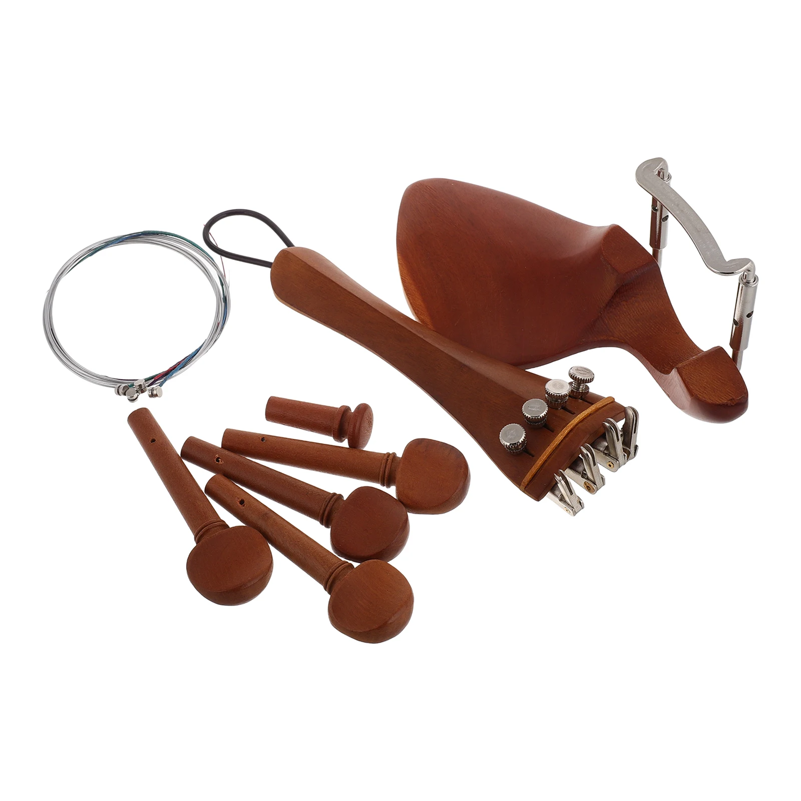 

1 set Violin Accessories Durable Wood Chin Rest Pegs Tailpiece Strings Complete Set Easy Installation Beginner Professional Use