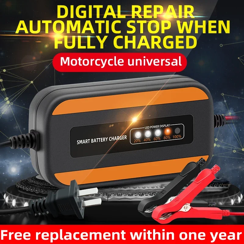 12V Fully Automatic Car Battery Charger 3A Portable Wet Dry Lead Acid Digital Smart Car Battery Smart Trickle Motorcycle Charger