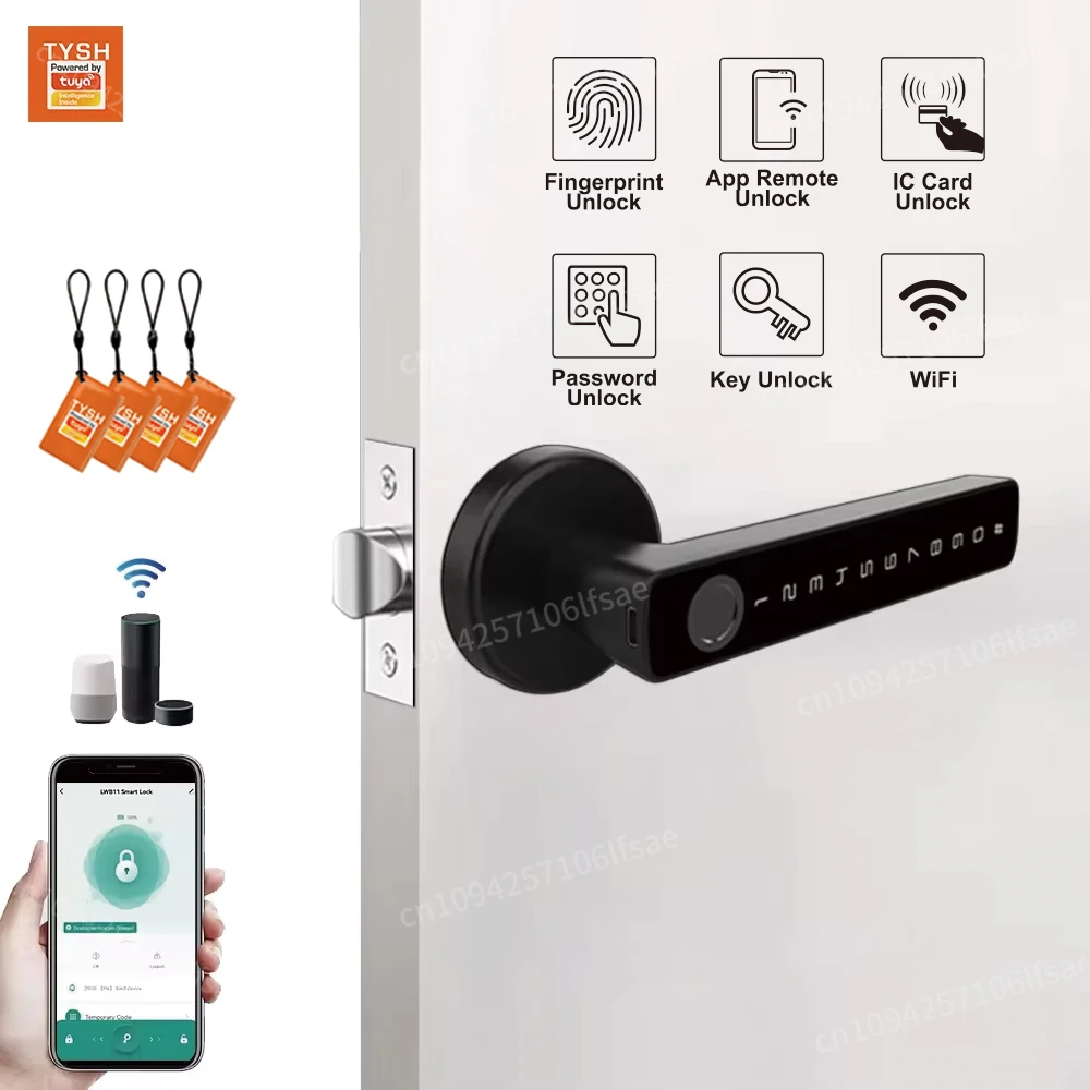 

TYSH Tuya биометрический пароль от отпечатка пальца электрическая ручка дверной замок спальня дом дерево умный дверной замок умный замок