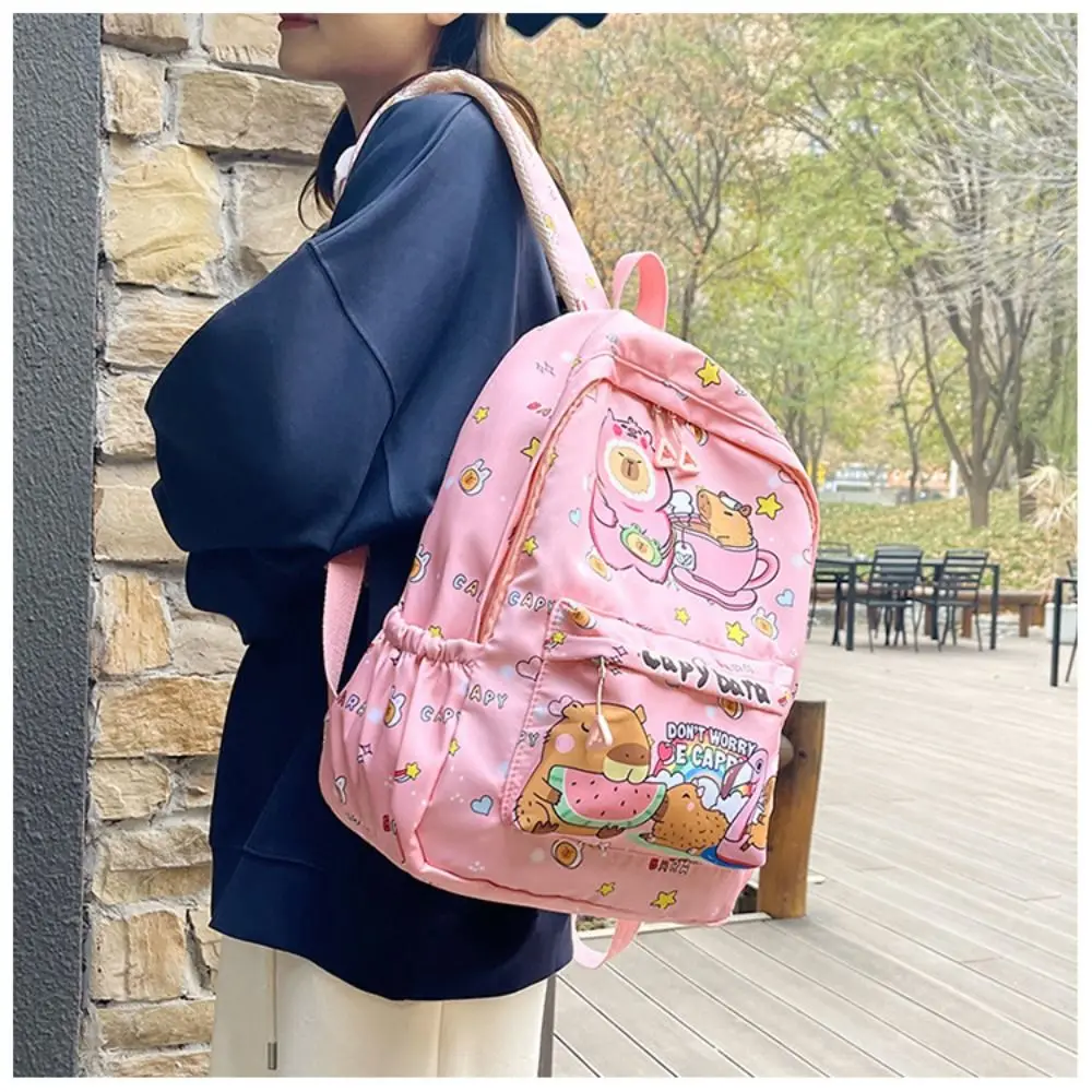 Cute Large Capacity Capybara Backpack Breathable Cartoon Student Schoolbag Nylon Ultra-light Book Bag