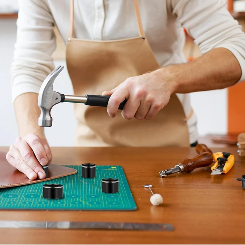 Bolsas para agujeros, juego de perforadoras de 7 tamaños, juego de herramientas de corte circular de cuero, perforadora redonda de 20mm - 50mm, juego de herramientas de corte de perforadora hueca