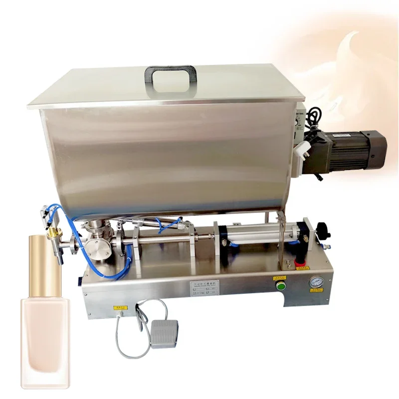 

110V220V Pneumatic Filling Machine For Olive Oil Peanut Butter Ketchup Chili Sauce Precision Filling Machine With Mixing Funct