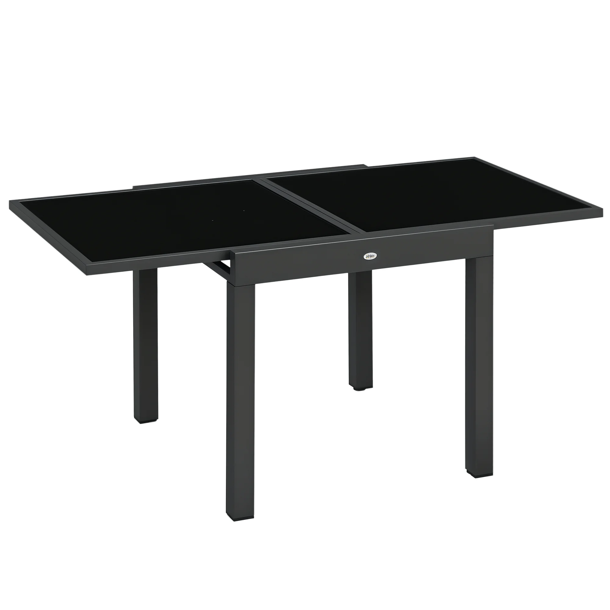 Outsunny Mesa de Jardín Extensible de Aluminio Tablero de Vidrio 80-160x80x75 cm
