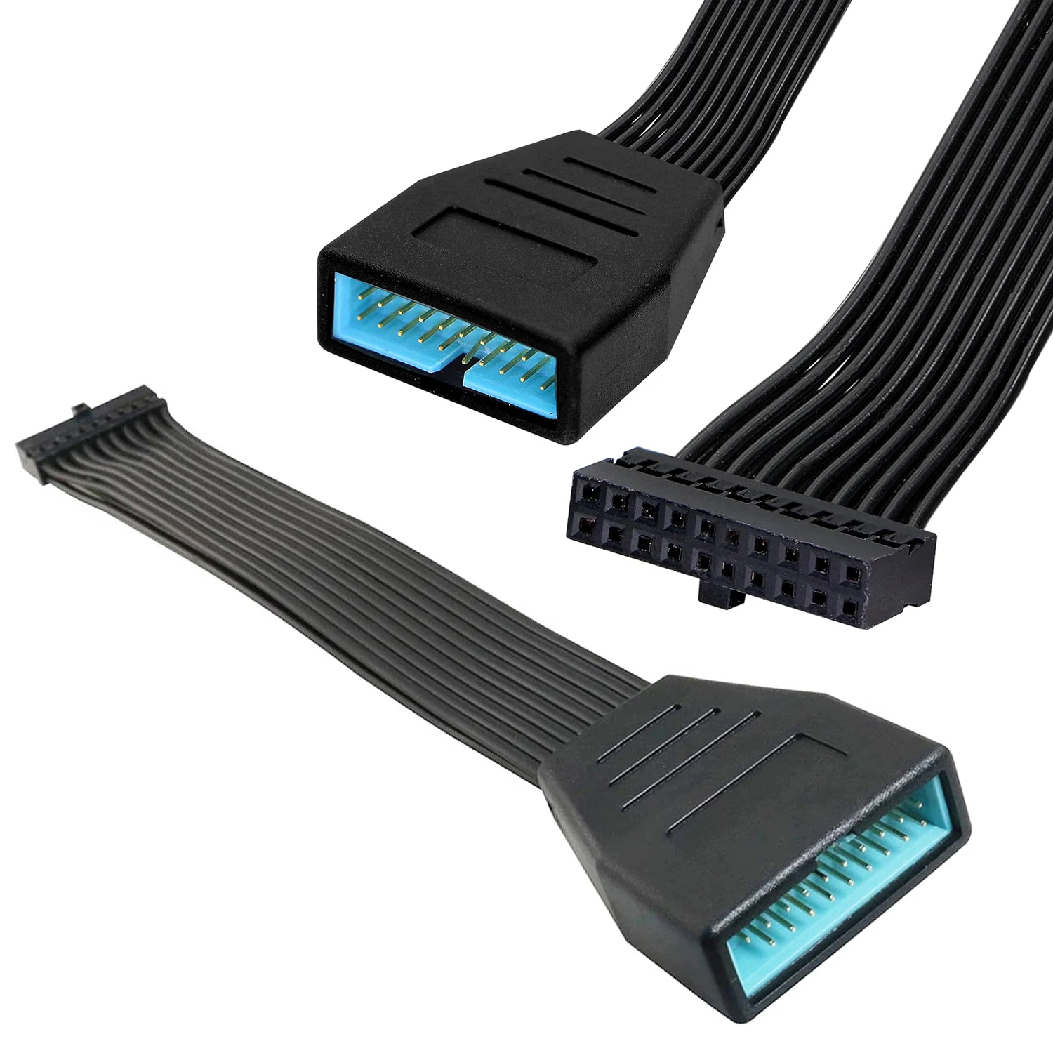 Internal USB 19Pin 20pin Mini USB3.0 Male to Female Adapter Low Profile Header USB Extension Flat Cable for Motherboard