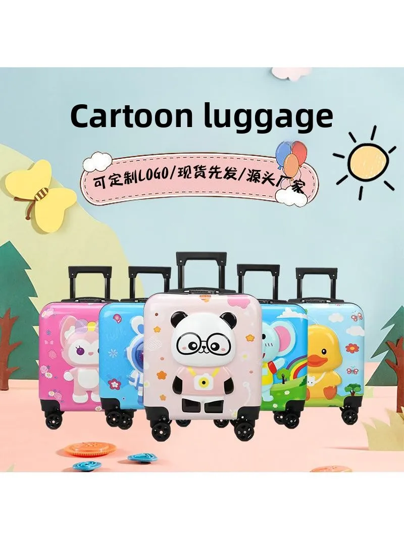 18-inch-cute-cartoon-animal-luggage-suitcase-children's-travel-bag-with-pull-rod-abs-pc-material-unisex-universal-wheel-lock