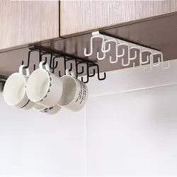 Ganci a doppia fila Portabicchieri sospeso Portaoggetti multifunzionale per armadio da cucina per bagno da parete senza punzonatura per uso domestico