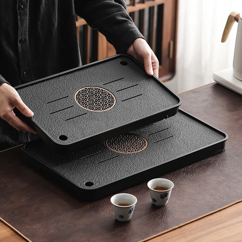 Small Artificial Stone Tea Tray for Home Use, Imitation Black Gold Stone, Light Luxury Modern Minimalist Tray, Tea Set Not Included