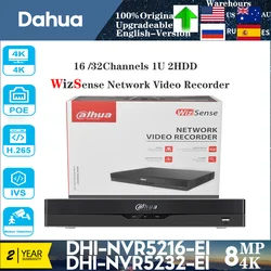 Oryginalny Dhua 4K 8MP 16CH NVR5216-EI Acupick Wizsense 32CH NVR5232-EI H.265+ Rejestrator wideo 2HDD Rozpoznawanie twarzy Ludzie ONVIF