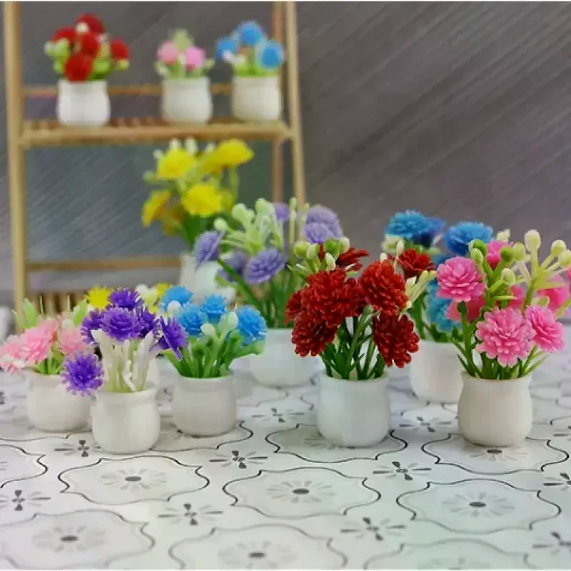 Maison de poupée Miniature à fleurs artificielles vibrantes, 1 pièce, accessoires de meubles pour décoration de maison de poupée, jouets de jeu pour enfants, 1/12