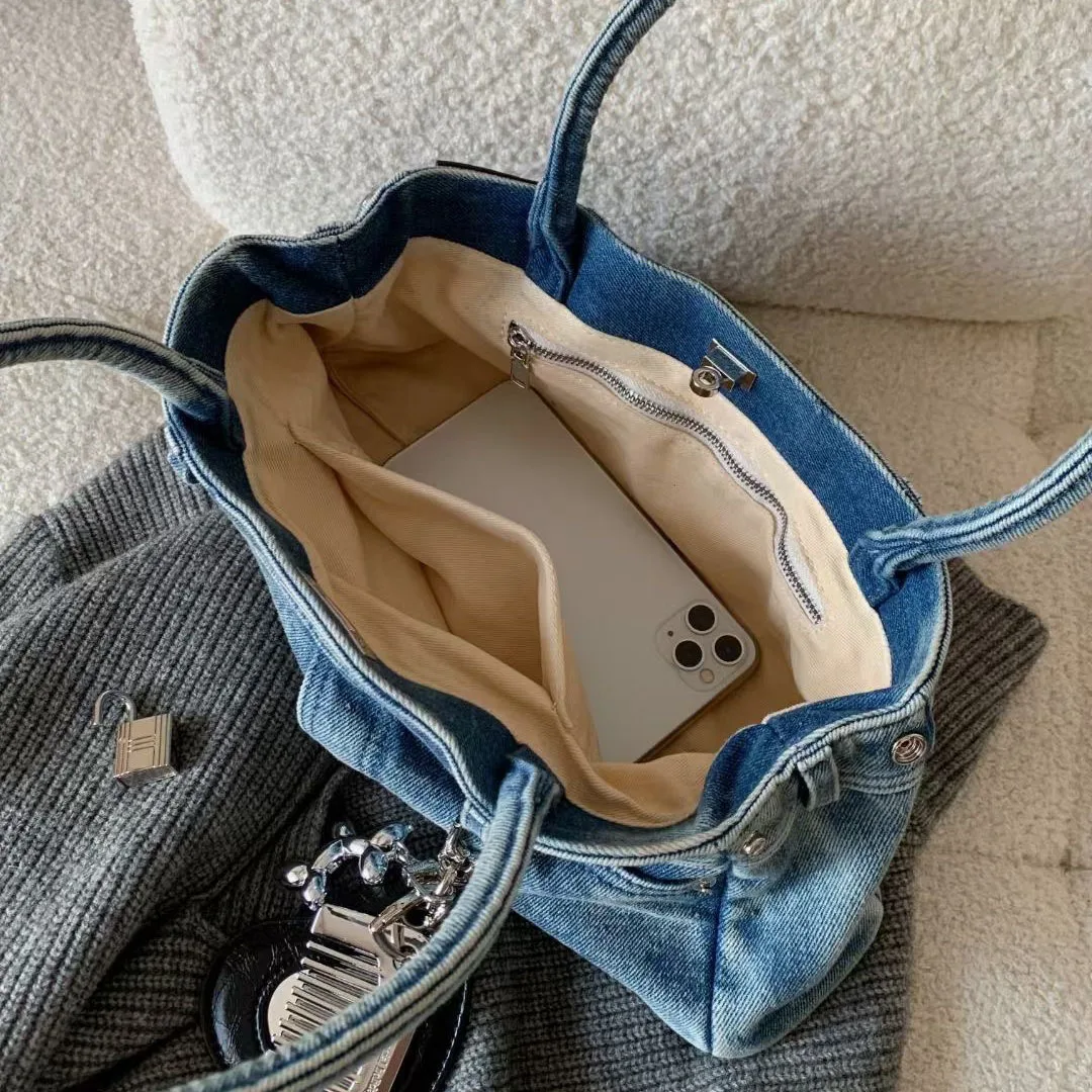 Jeans bag 2025 new niche design vintage old style washing denim