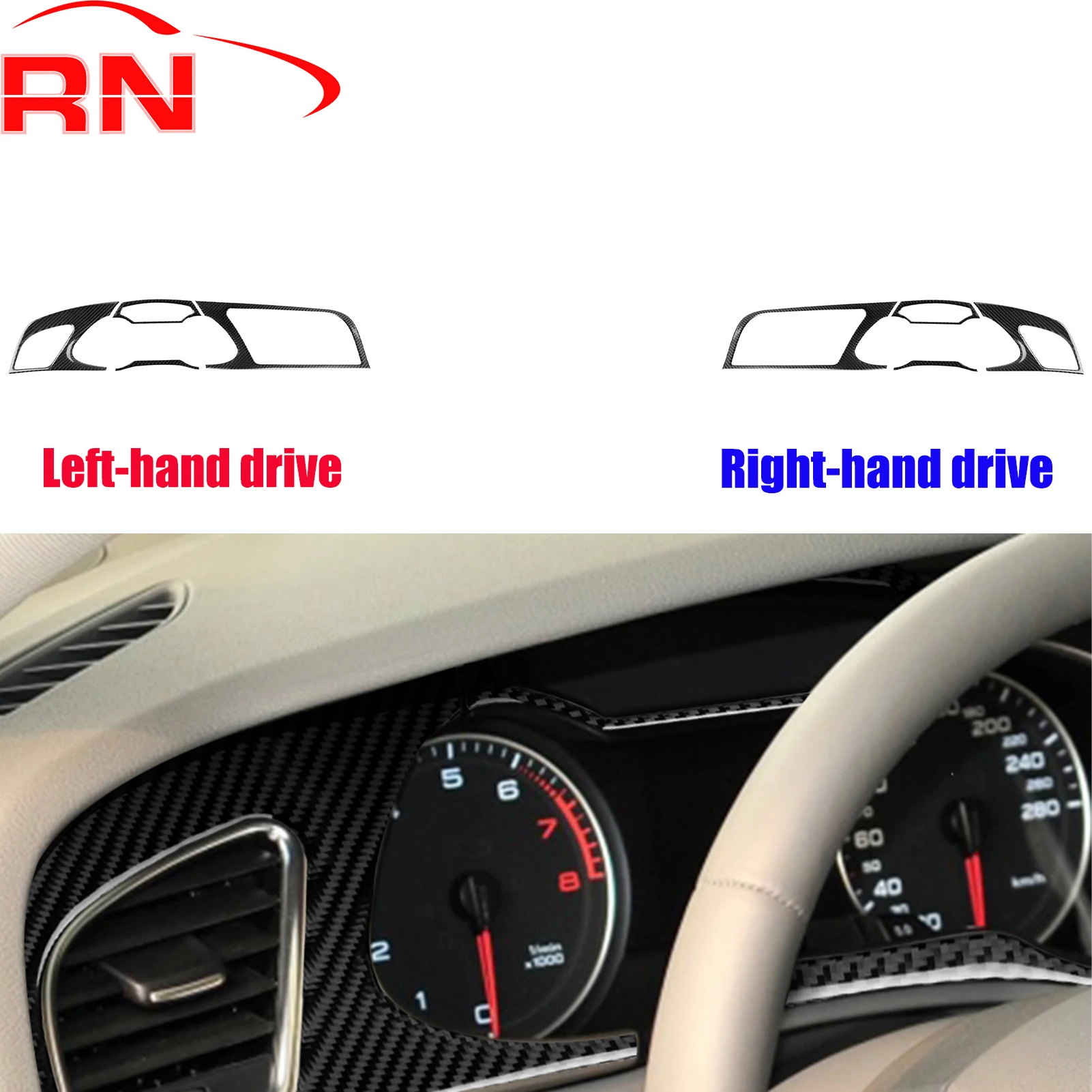 

For Audi A4 13-14 A4L 13-16 RS4 13-15 Retrofit Carbon Fiber Instrument Panel Decorative Bezel Interior Accessories Sticker