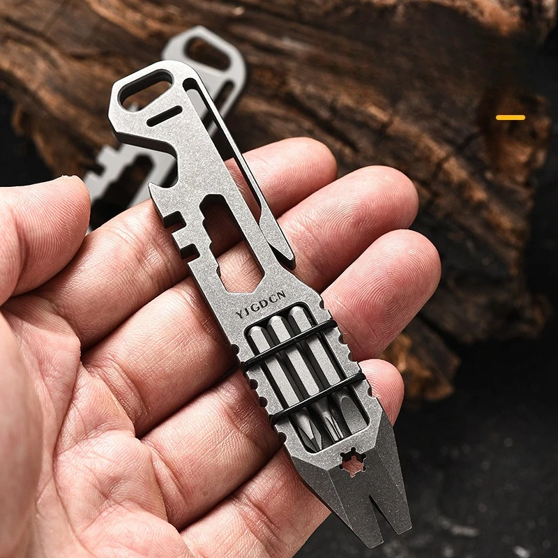 

New Titanium Alloy Multifunctional Pry Bar Outdoor Bicycle Adjuster Multifunctional Screwdriver Bottle Opener
