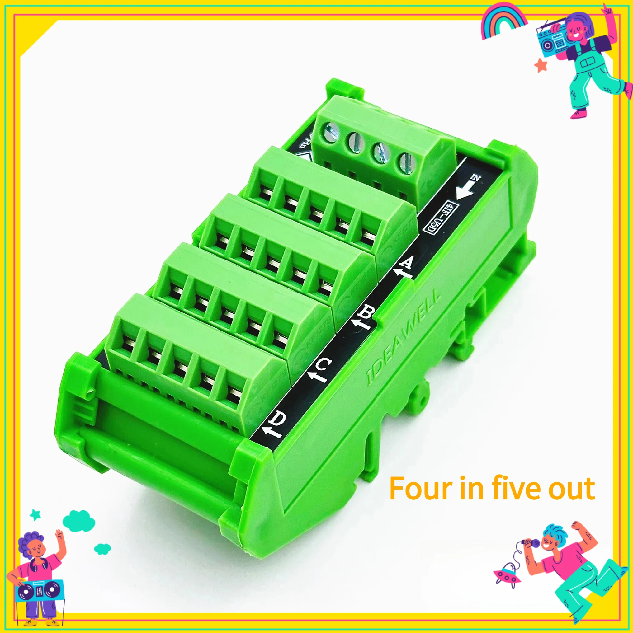 

Power Terminal Block Junction Box 1 in 4 out AC/DC Current Division Terminal Block Connector Positive And Negative Common