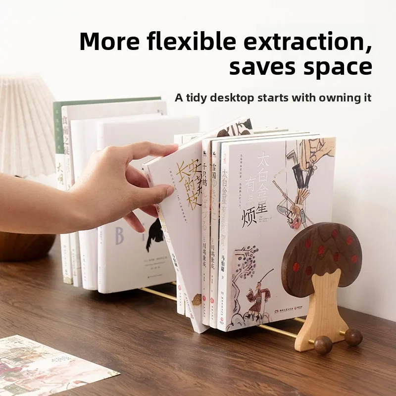 

Apple Tree Bookends with Extendable Design Solid Wood Desktop Book Organizer Minimalist Reading Stand Creative Study Table Decor