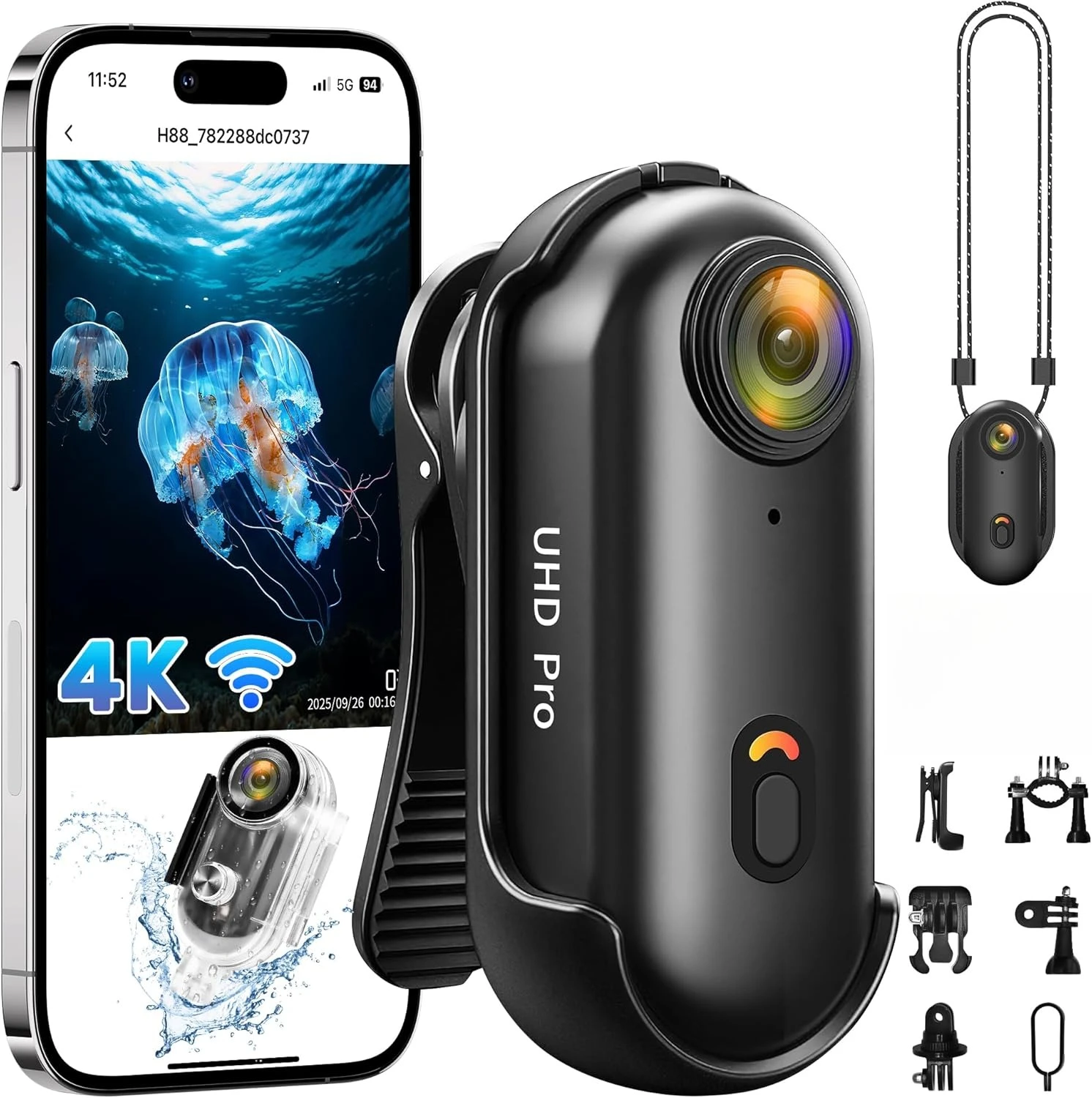 

4K WiFi Action Camera 2026 Upgrade | Waterproof Thumb Cam | Wearable Mini Body Cam for Motorcycle, Diving, Vlogging & Sports