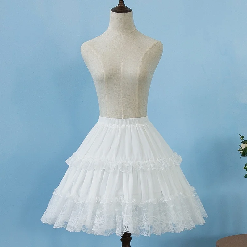 재고 있음 여름 신부 짧은 치마 화이트 블랙 레이스 로리타 Petticoats 라인 드레스 여자 Crinoline Womens Underskirt