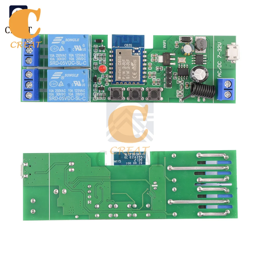 USB 5V DC 5V-12V DC 7-32V WiFi Wireless Remote Control Relay Switch 1 2 4 Channel 433MHZ Radio Frequency Smart Switch Module