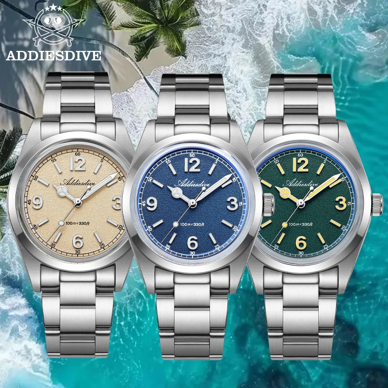 

ADDIESDIVE Women's Watches Bubble Glass Stainless Steel VH31 Japan Quartz BGW9+C3 Retro Super Luminous Waterproof WristWatch New