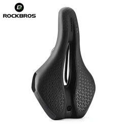 ROCKBROS Bicycle Saddle Hollow Breathable Shockproof Cycling Seat PU Non-Slip Leather Cushion Lightweight MTB Road Saddles