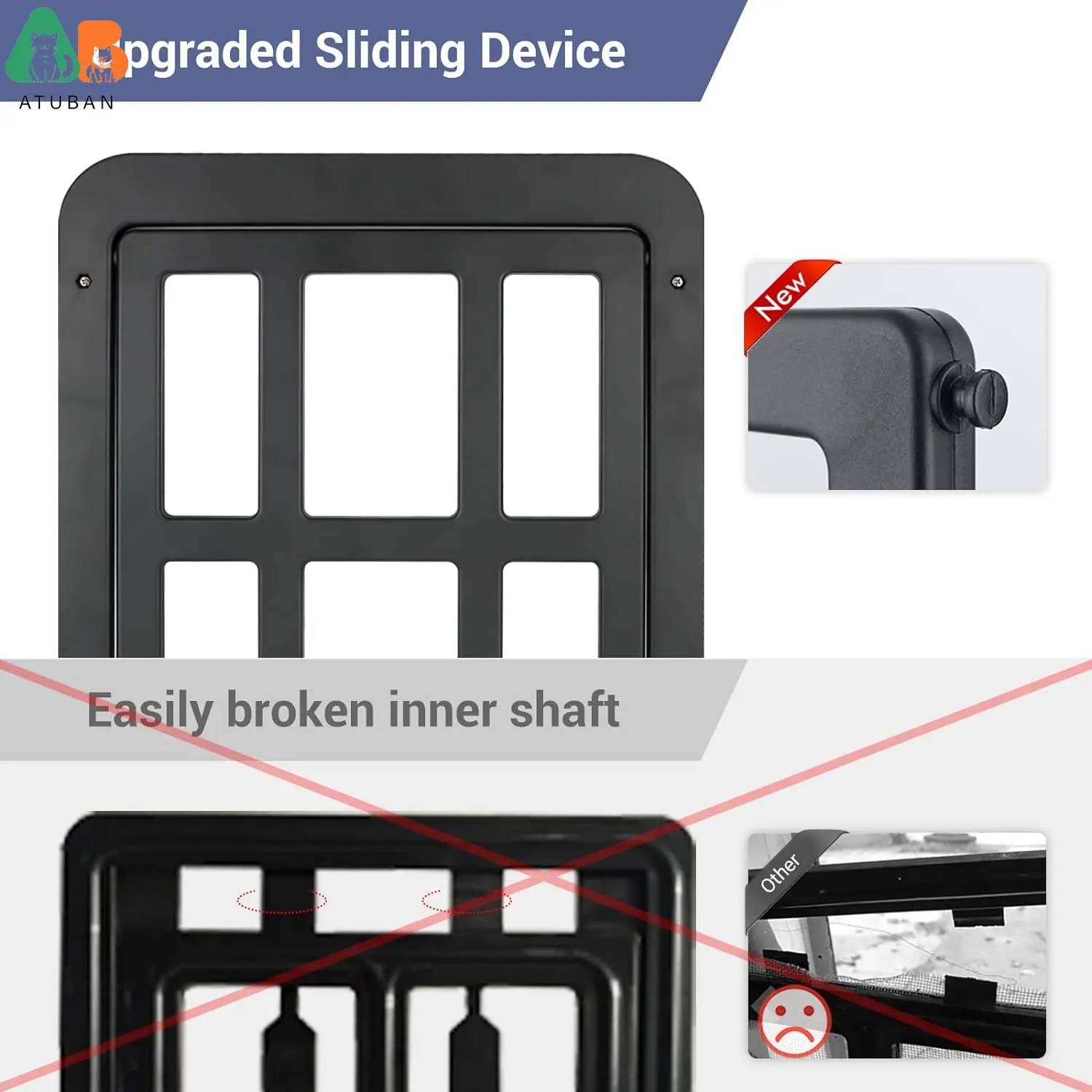 ATUBAN Dog Door for Sliding Door,Lockable Dog Screen Door with Magnetic Closure Easy Install Pet Door for Dogs Cats,11