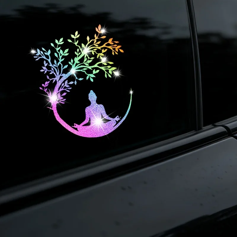 Tree of Life Buddha Sticker 1PC 2D Flat Matte Vinyl Decal Waterproof UV Resistant Removable Car Window Door Bumper Helmet Decor