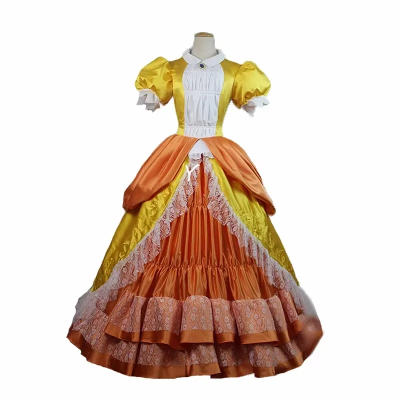 Prinses Daisy Peach Sister Dress Cosplay Kostuum geel en roze voor volwassen vrouwen Halloween kostuumjurk