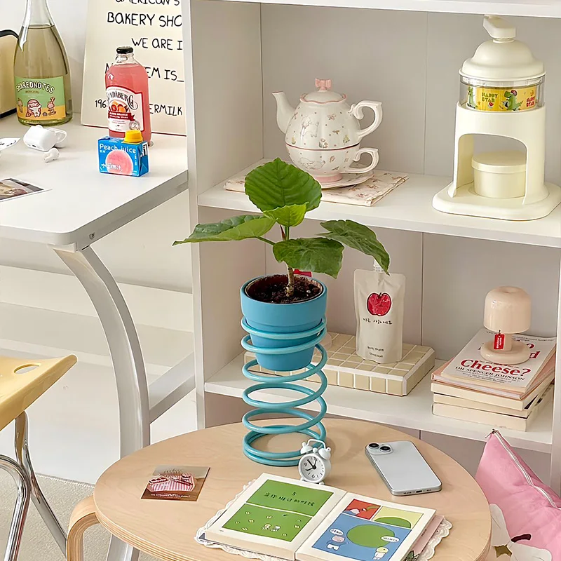 Instagram Geometric Flower Pot Stand Dopamine Mini Tabletop Flower Shelf Office Succulents Plants Shelves Aesthetic Home Decor - Image 5