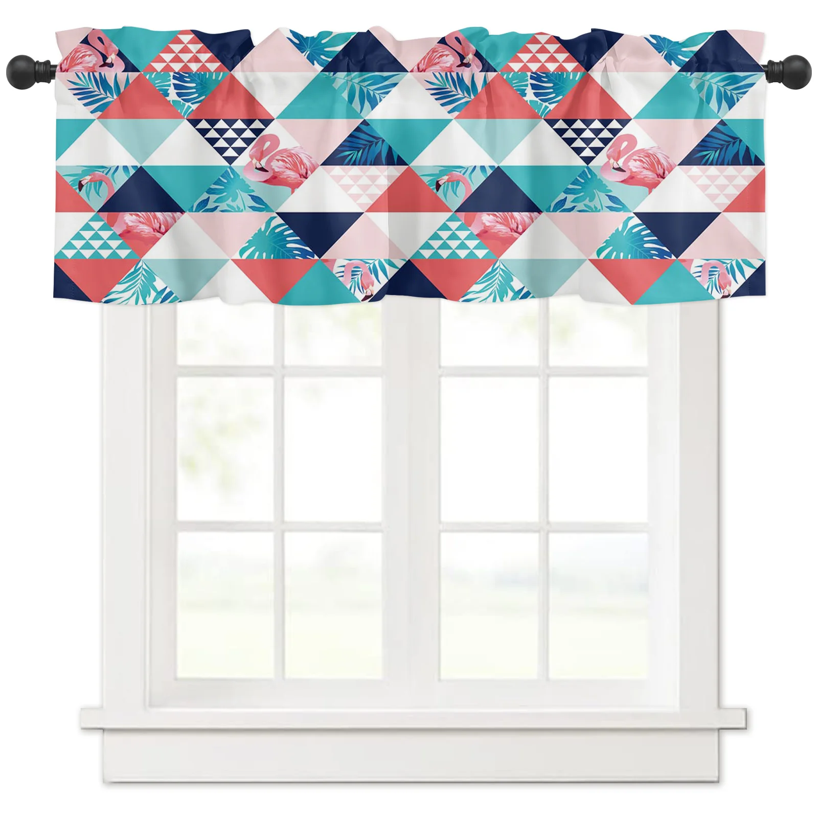 ZEDLIYU Valances for Windows Kitchen Living Room Small Window Valance Flamingo 1 Panel, 54 x 18 Inch