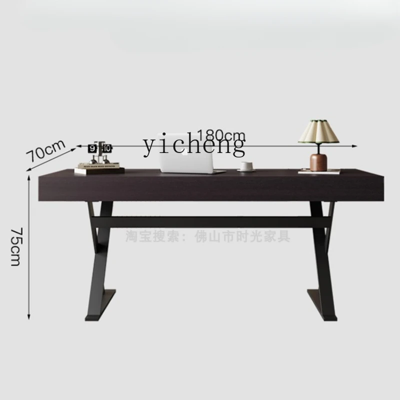 

ZF Minimalist Smoked Wood Light Luxury Desk Simple High-End Desk Computer Desk