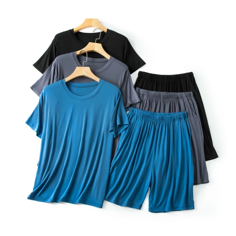Heren Zomer Spwear Modal Ice Silk ort Sve T-shirt Dun Groot Formaat Casual orts Home Kleding Set Comfortabel Ademend