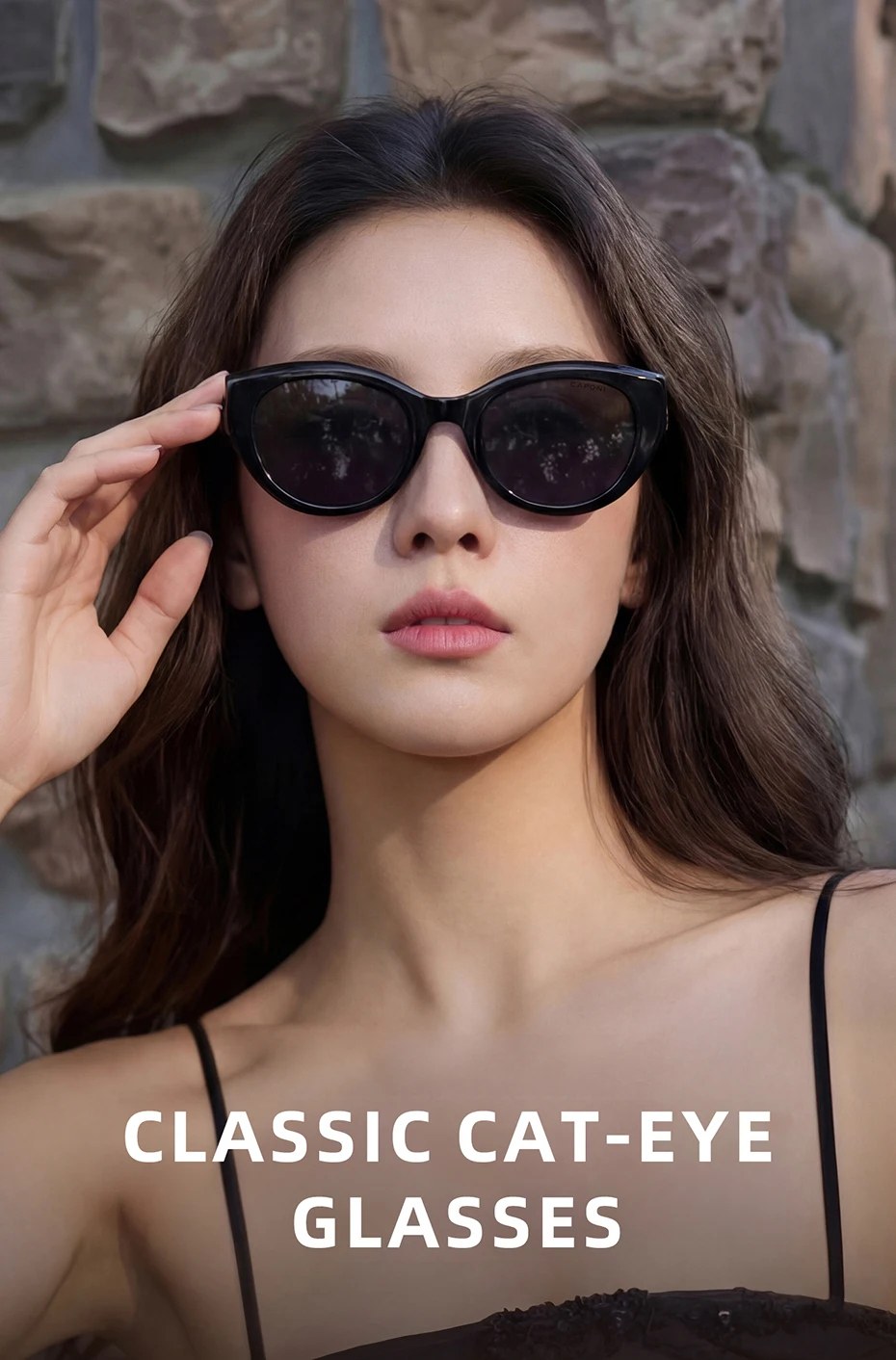 CAPONI Polarisierte Damen-Sonnenbrille mit Katzenaugen-Design, EMS-TR, Outdoor-Mode, Vintage-Design, Marken-Sonnenbrille, UV400, schwarzer Farbton, CP36029 – Detail 2