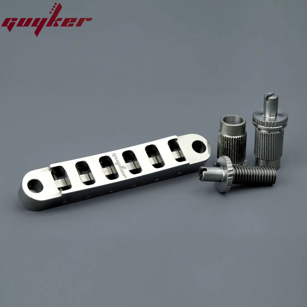 Guyker Titanium Alloy Tune-O-Matic Roller Saddle Guitar Bridge +Guitar Stop Bar Tailpiece with Anchors for LP SG Guitars