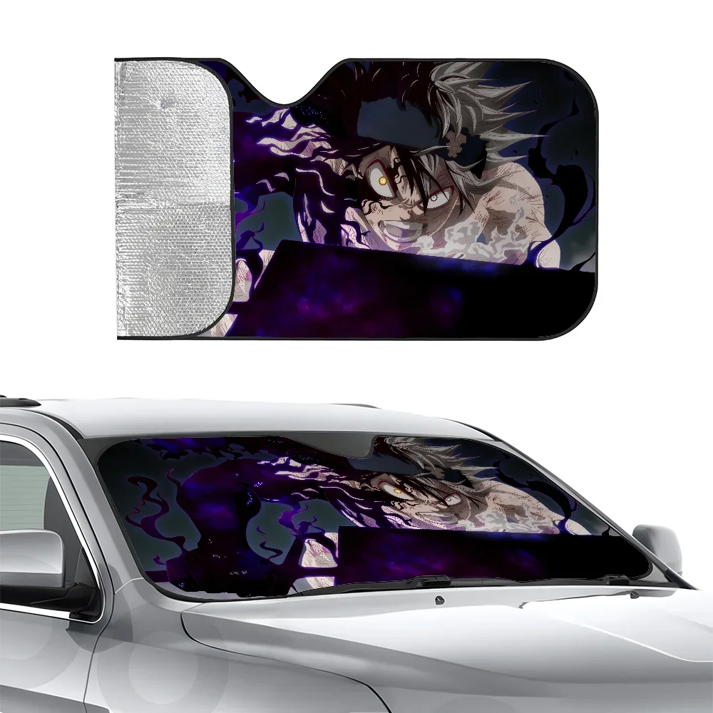 

Anime Black C-Clover Car SunSha Heat-insulating Aluminum Film Windshield Sunshas UV Rays Blocks Car Sun Visor Protector