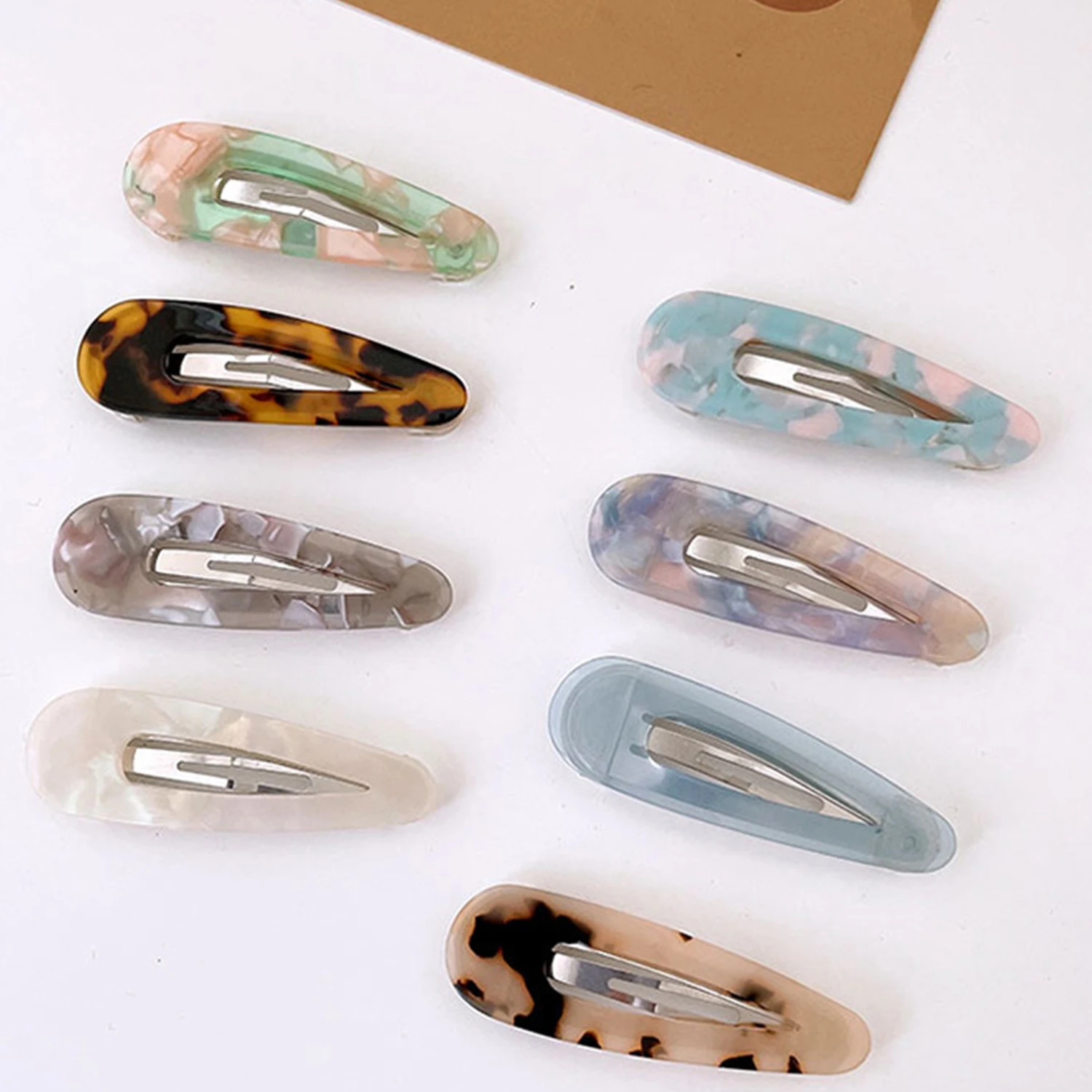 1PC New Korean Hairpins Simple 5.2cm Marble Texture Acetic Acid Hair Clip Fashion Duck Bill Clip Temperament Hair Accessories