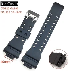 16mm Resin Strap for Casio GD120 GA100 GA-110 GA-100C Silicone Bracelet Replacement Black Sport Waterproof Watchband Accessories