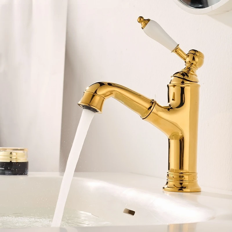 Bathroom Basin Pull-out Faucet Toilet Household Lightweight Hot Cold Mixer Washbasin Faucets Sink Brushed Bathroom Accessories