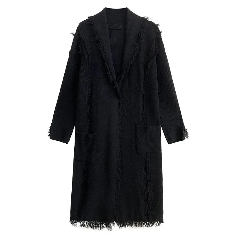 

Long Cardigan For Womens Autumn Winter Sweaters Breathable Casual Tassel Design Distressed Fringe New Ins Beautiful Knitted Chic