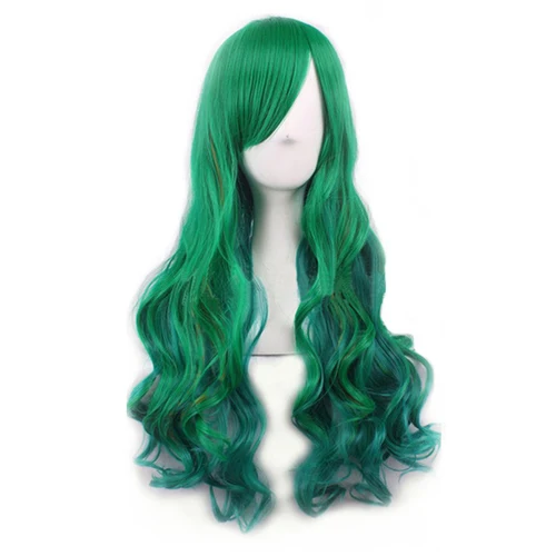Imagen 2 del producto Soowee-pelucas de pelo sintético para Cosplay, pelo ombré con flequillo, disfraz verde, peluca Lolita