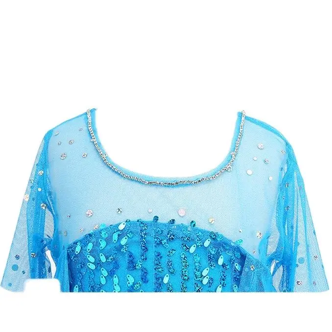 Disney Elsa Dress Kids Cosplay Costumes Sequined Mesh Ball Gown Carnival Party Frozen Prom Gown Children Princess Dress for Girl