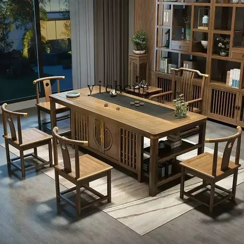 

CJ-8 tea table and chair combination solid wood coffee table modern household tea set integrated kung fu