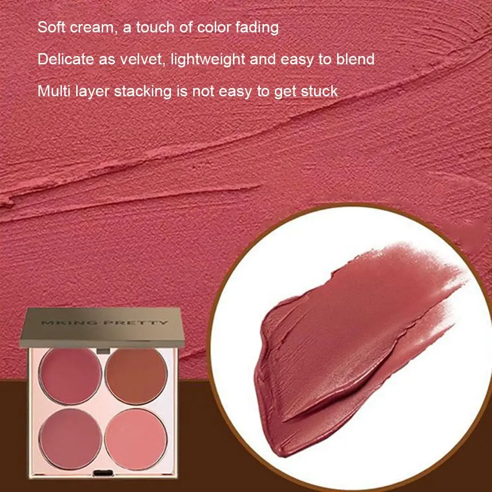 Vierkleuren Face Blusher Multifunctioneel Crèmepalet Oogschaduw Matte Lippenstift Accentueren Uitgebreide Plaat